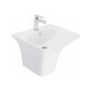 One piece wash basins with integrated half pedestal